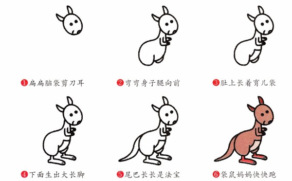 Simple animal drawing tutorial for children: Kangaroo