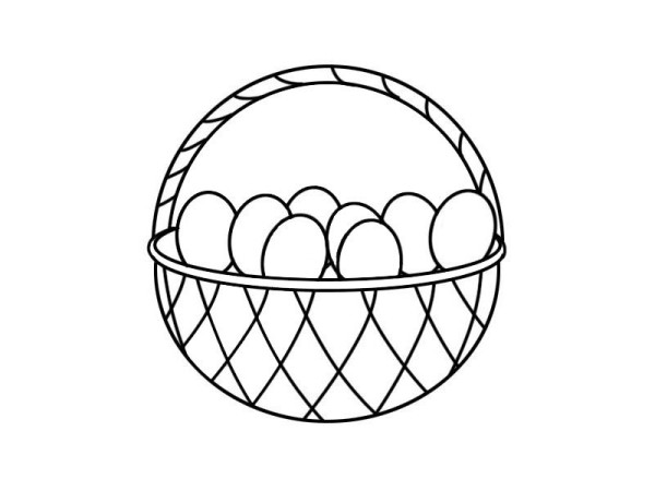 Simple drawing of a basket of eggs