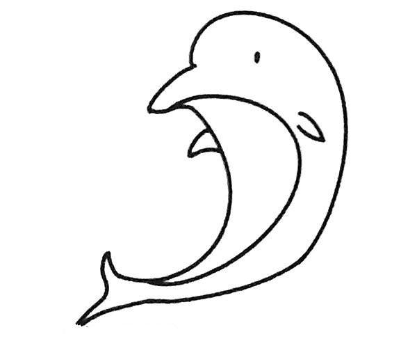 A set of cute dolphin simple drawing pictures