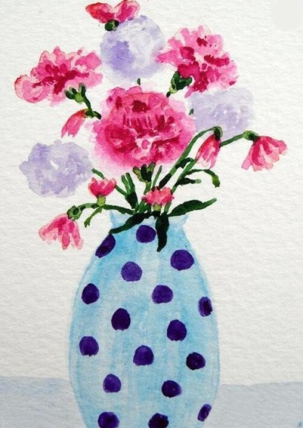 A painting for Mom on Mother’s Day: Carnations in a vase