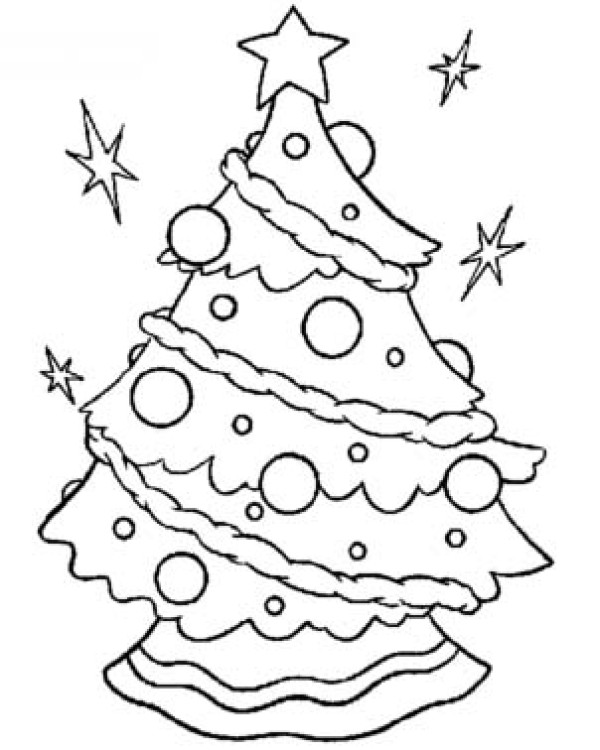 Childrens simple drawing of Christmas tree