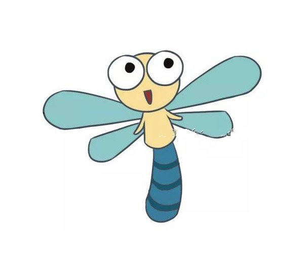 Beautiful cartoon dragonfly simple drawing