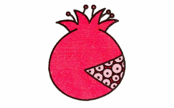 How to draw pomegranate with simple strokes