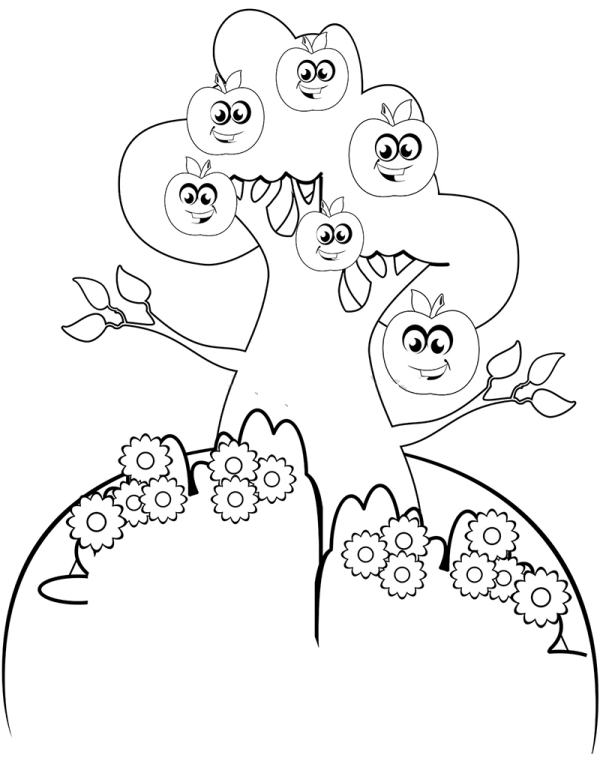 How to draw a beautiful cartoon apple tree