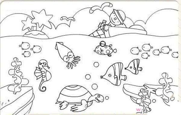 Ocean world theme simple drawing pictures