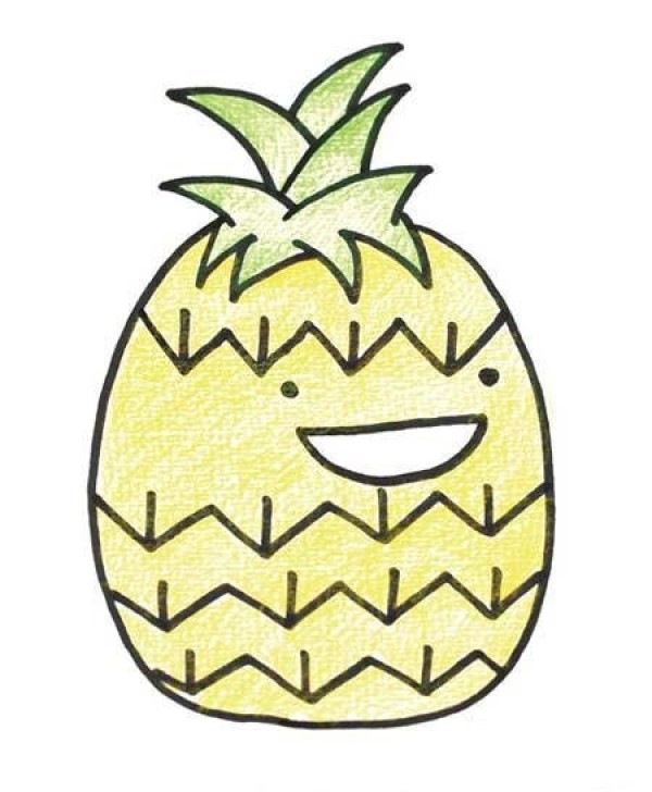 Childrens cute coloring pineapple simple drawing pictures