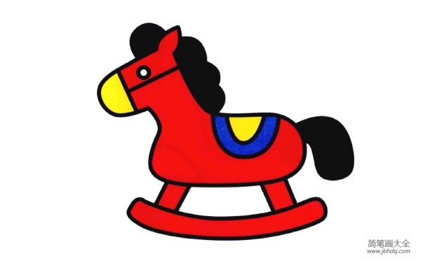 Childrens toy simple drawing red wooden horse