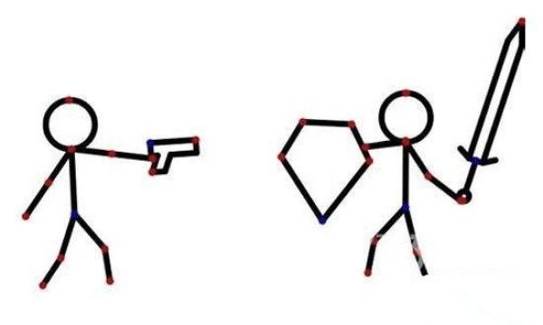 Stickman fighting with weapons simple drawing picture