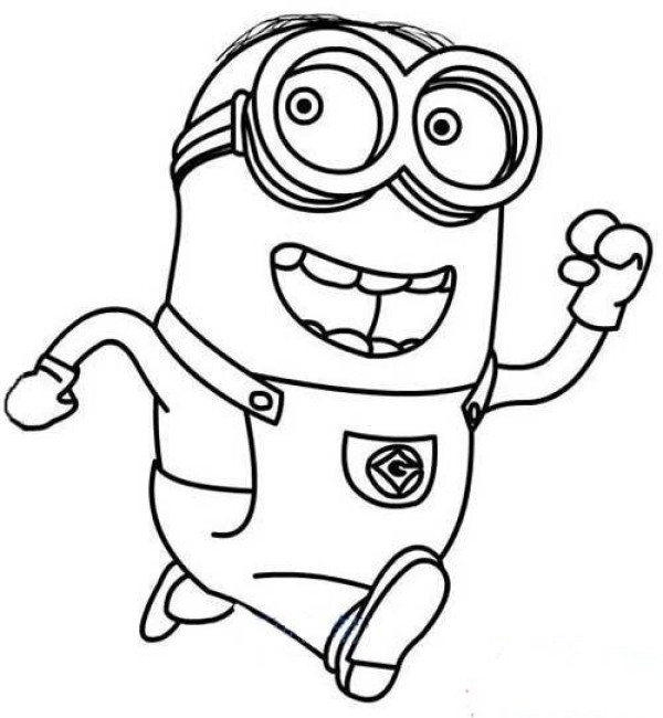 Childrens simple drawing pictures of Minions: Running Minions