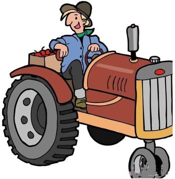 A complete collection of simple drawing pictures of tractors with colors