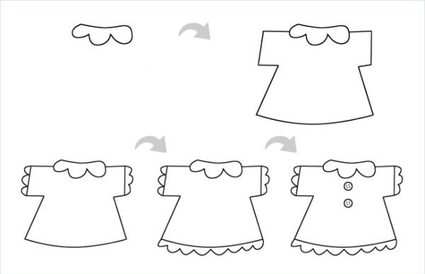 Simple drawing steps of little girls clothes