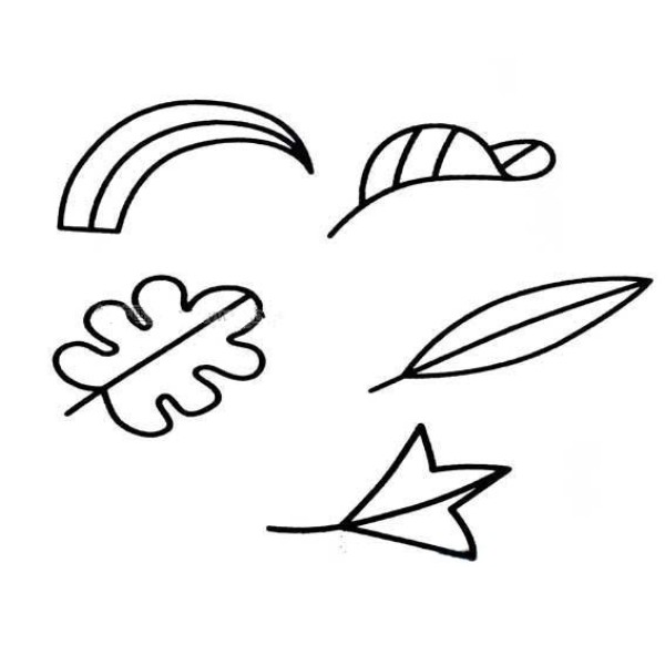 Cute childrens simple drawing of leaves