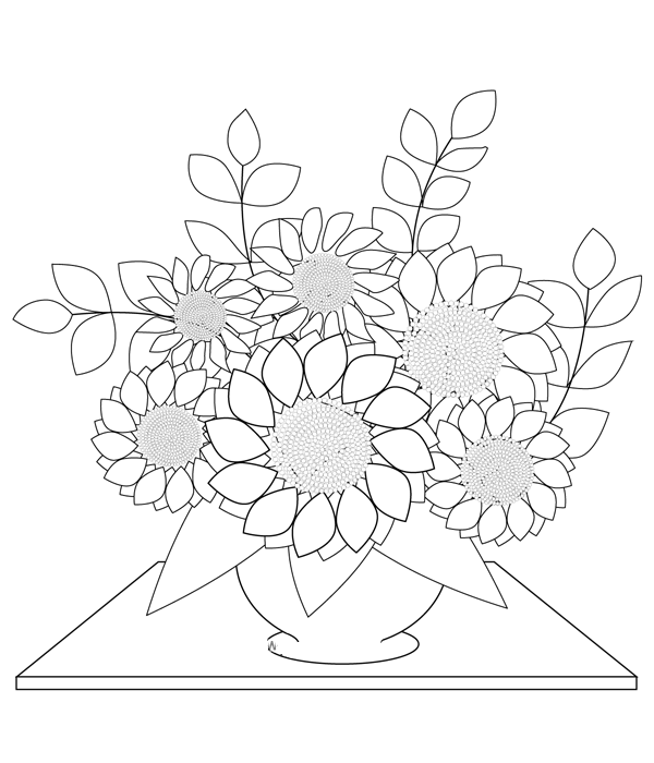 Simple drawing of sunflower flower arrangement picture