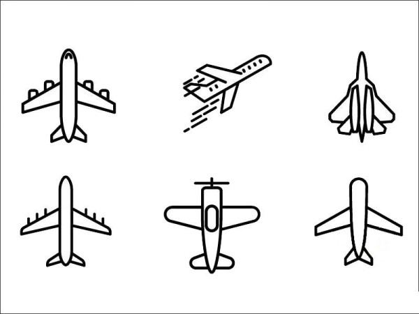 A complete collection of simple strokes of airplanes