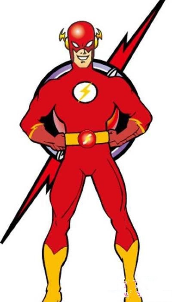 Colored front simple drawing of The Flash