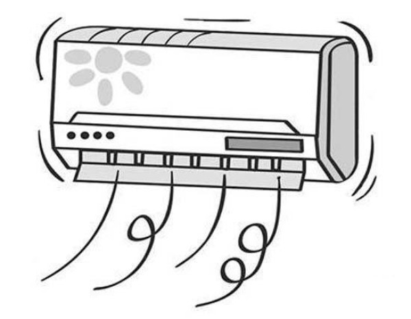 Simple drawing picture of hanging air conditioner blowing air