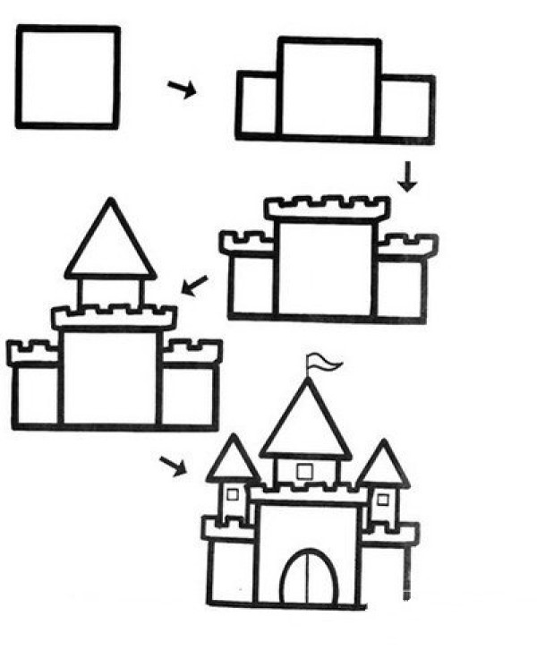 Architectural Pictures Japanese Castle Simple Drawing Pictures