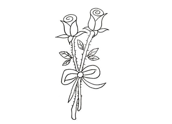 Draw a beautiful bouquet of red roses