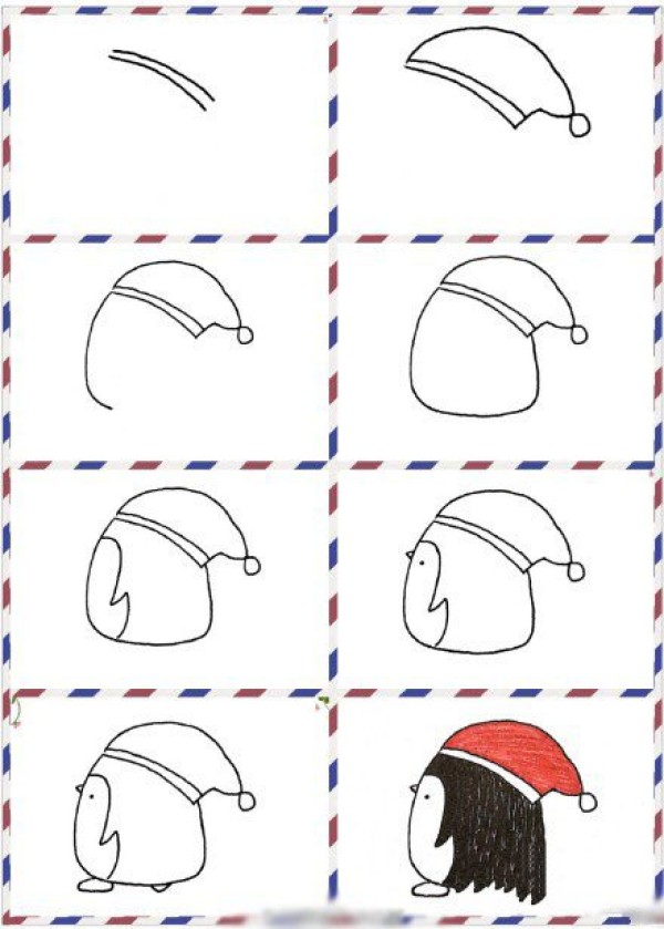 Christmas little penguin simple drawing tutorial