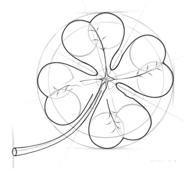 How to draw a four leaf clover