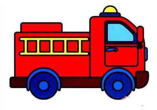 Simple drawing picture of fire truck with color