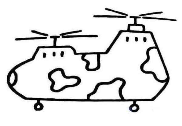 Simple drawing picture of military troop transport helicopter