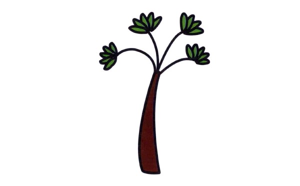 Green cartoon small tree simple drawing coloring method