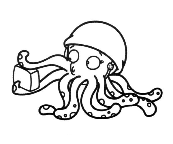 Engineer octopus simple strokes