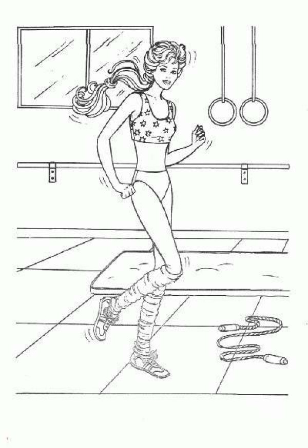 Simple drawing picture of Barbie doll doing sports