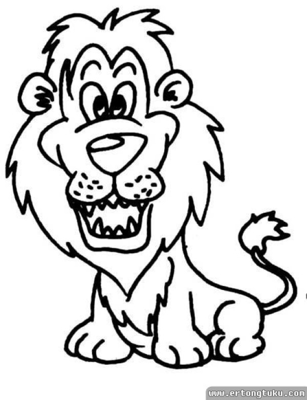 Cartoon little lion cute simple drawing