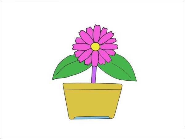 Simple drawing of small flower potted plant