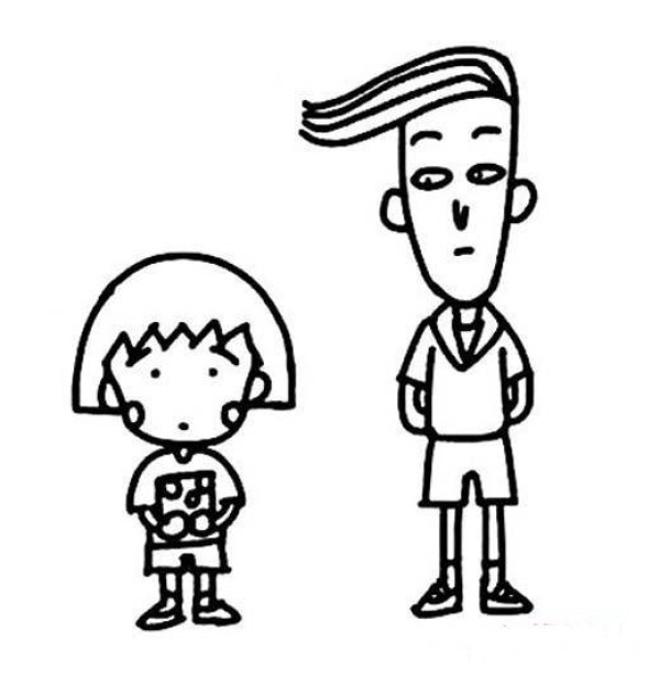 Chibi Maruko-chan and Hanawa Kazuhiko simple drawing pictures