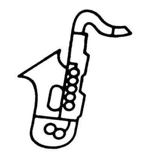 Simple drawing pictures of childrens jazz instrument saxophone