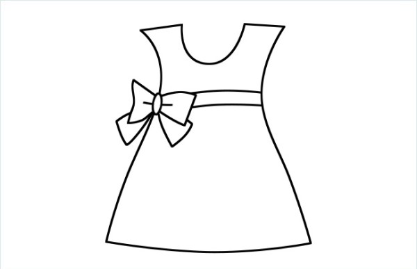 Step by step drawing of skirt in simple strokes