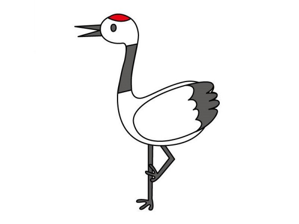 Simple strokes of red-crowned crane