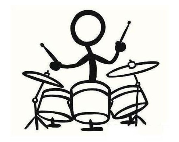 Stickman playing drum and playing simple picture