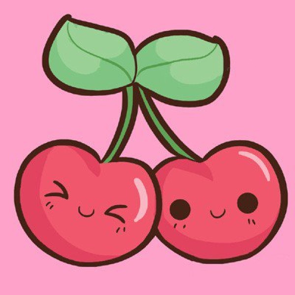 Simple drawing of two cute conjoined cherries