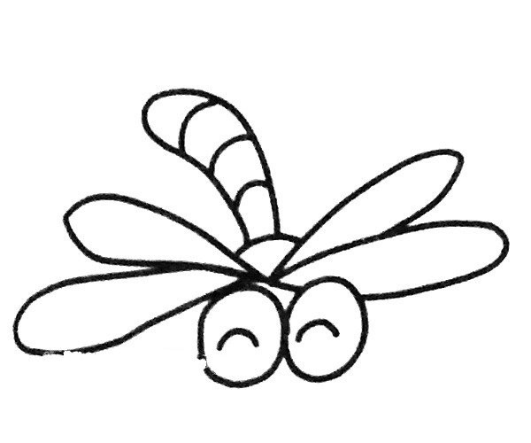 Draw a cute dragonfly in four steps