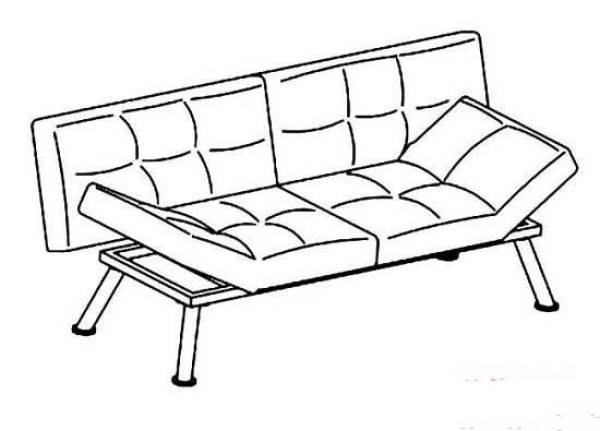 Simple drawing picture of sofa bed