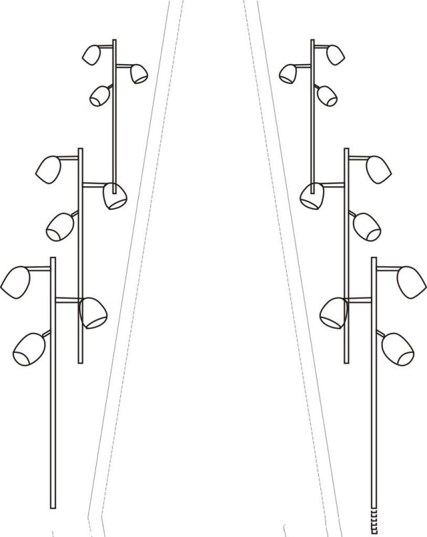 Simple drawing of highway and street lights