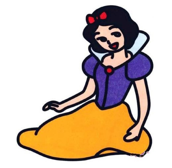 A complete collection of simple pictures of childrens colorful Snow White Princess