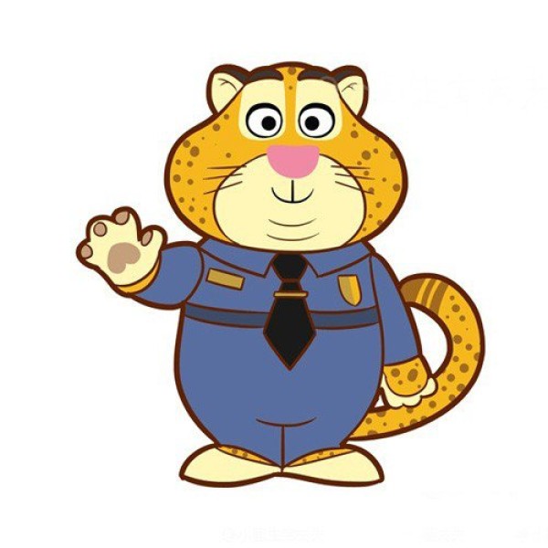 Leopard Police Officer Simple Drawing