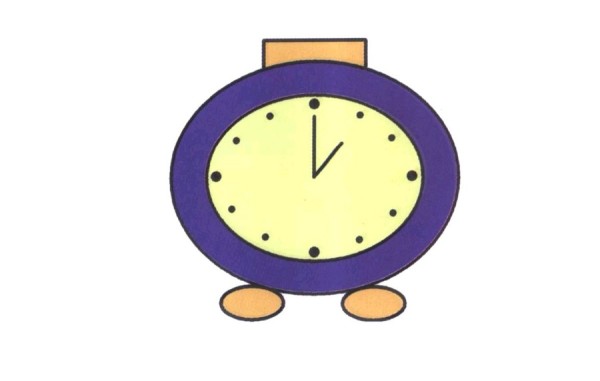 How to draw a small alarm clock with simple strokes and coloring steps