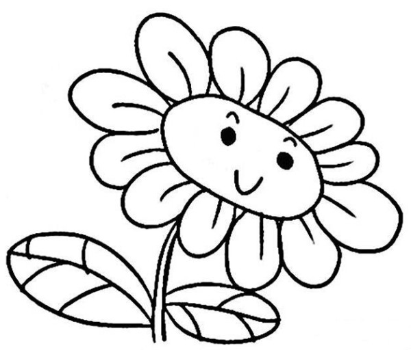 Cute sunflower simple cartoon sketch