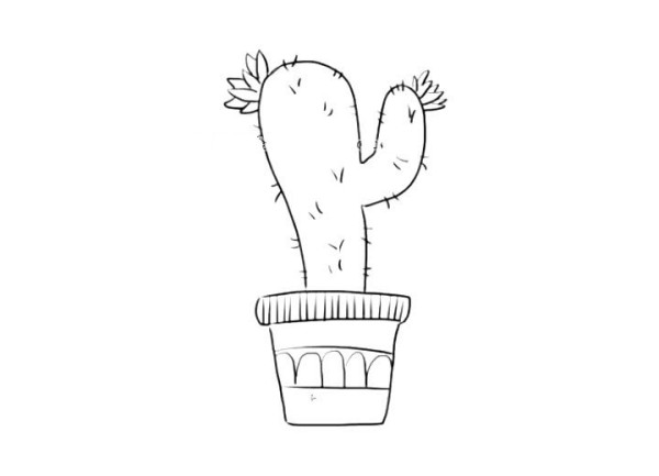 Simple drawing of potted cactus