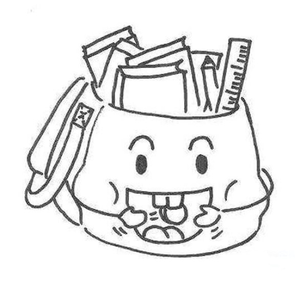 Cute cartoon backpack full of books simple drawing picture