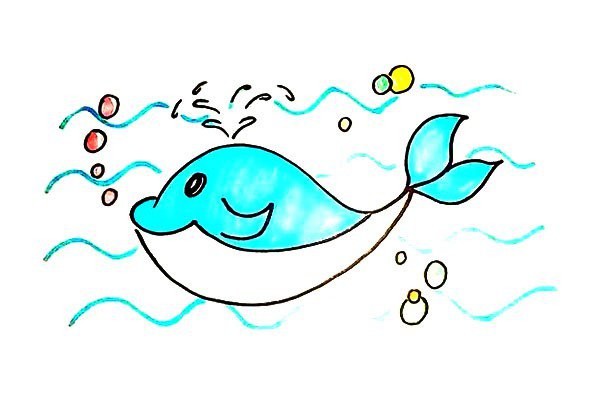 How to draw a cute whale