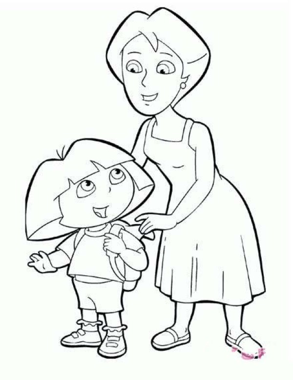 Dora and mother simple drawing pictures