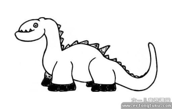 4 simple drawings of cute cartoon dinosaurs