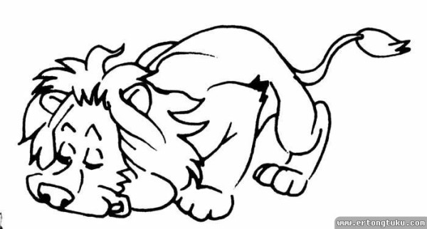 Big lion funny cartoon simple strokes